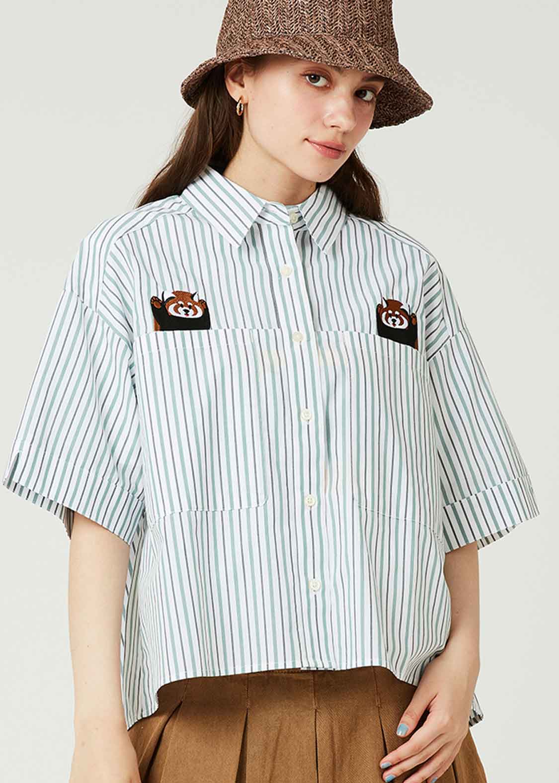 Wide Cropped Half Sleeve Shirt (Ikaku a-boo)