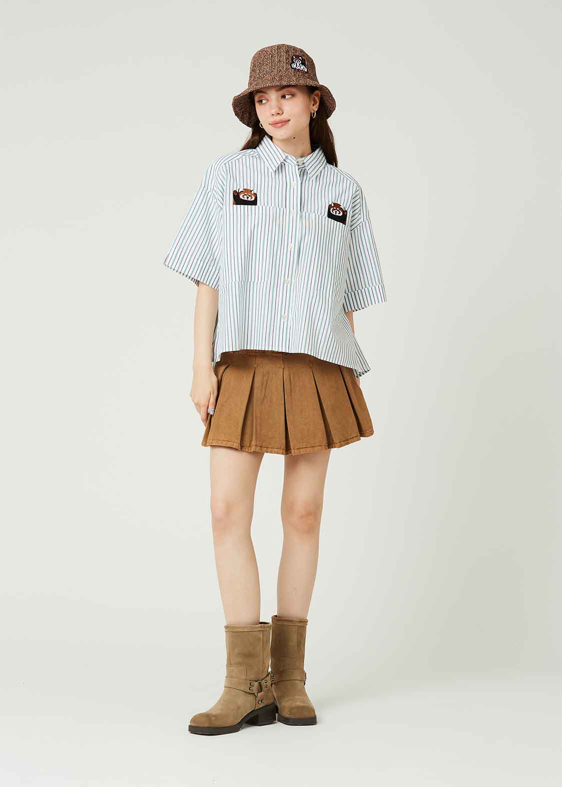 Wide Cropped Half Sleeve Shirt (Ikaku a-boo)