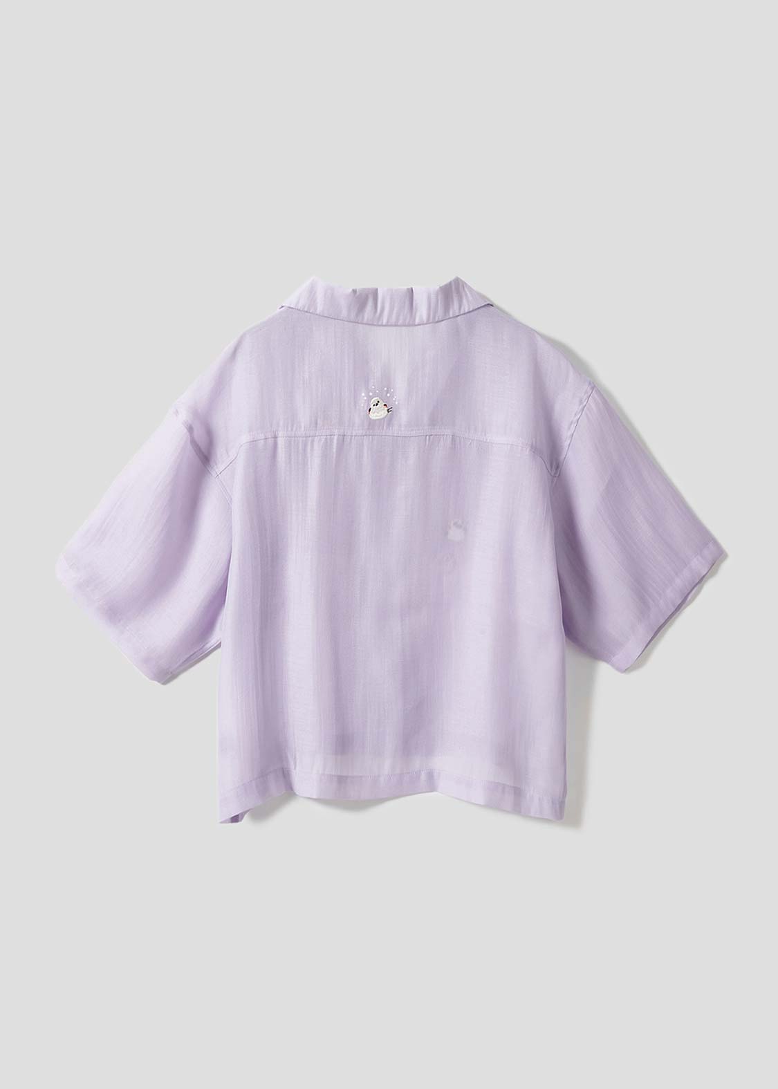 Open Collar Short Sleeve Sheer Shirt (Shimaenaga)