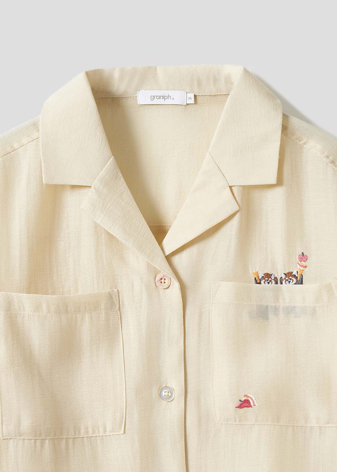 Open Collar Short Sleeve Sheer Shirt (Ikaku Yummy Dance)