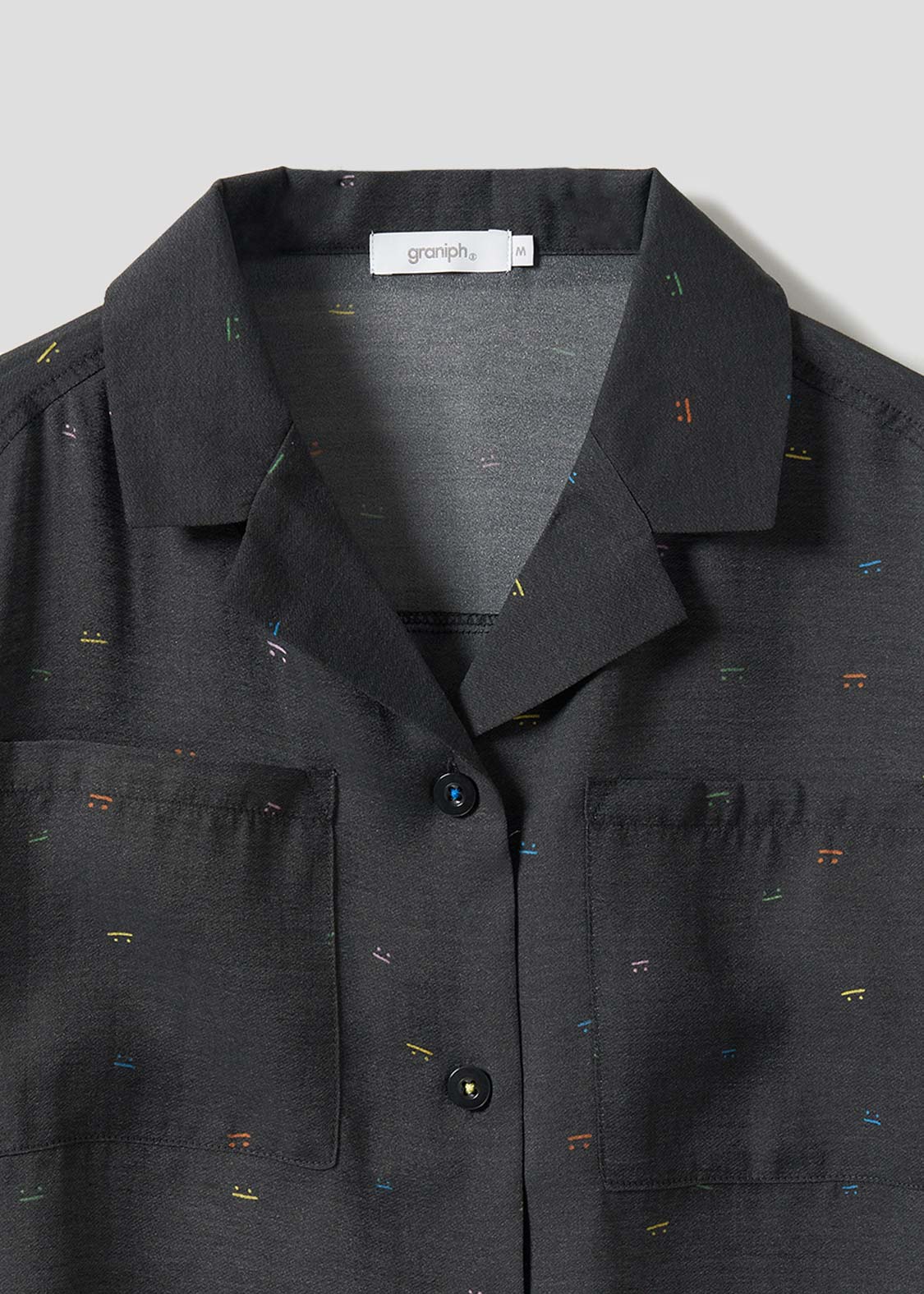 Open Collar Short Sleeve Sheer Shirt (Beautiful Shadow Zoom Neon)