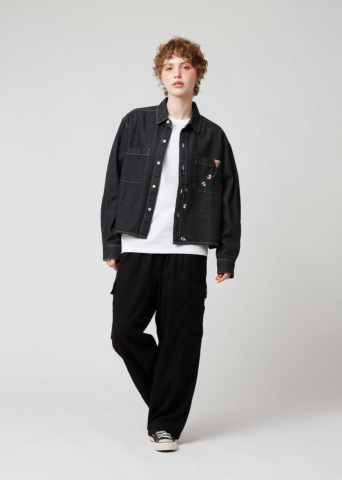 Rolling Pandas Tee | Cropped Denim Shirt