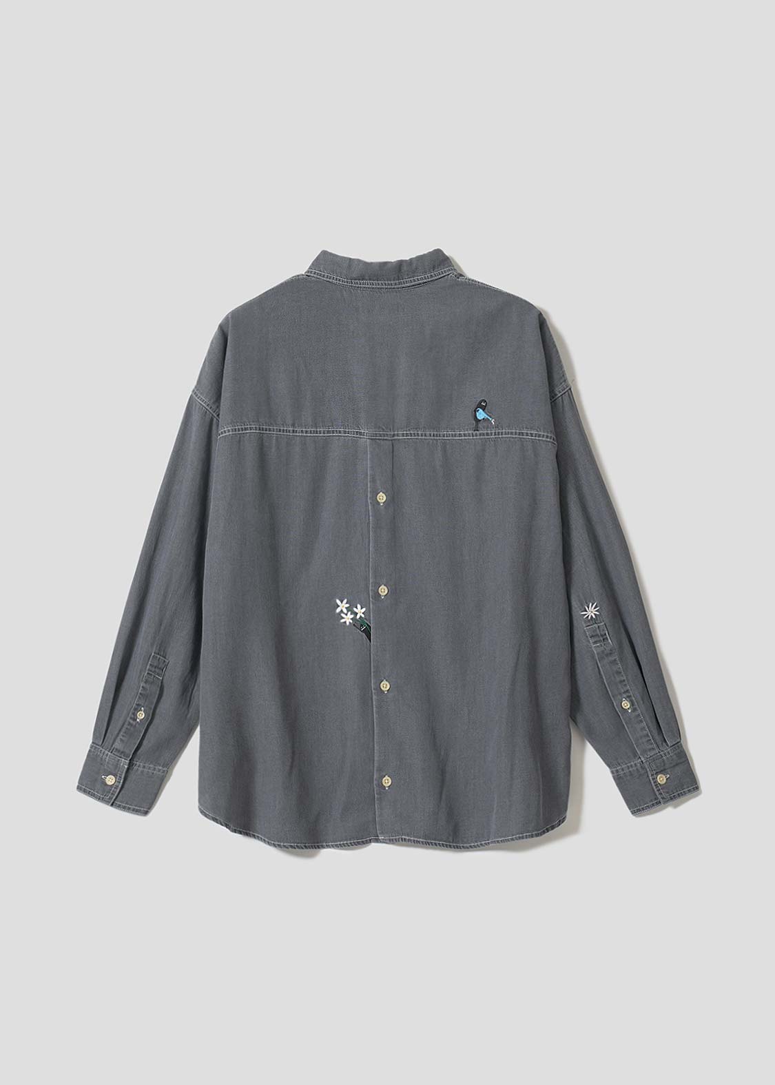 Beautiful Shadow Bloom | Denim Back Button Shirt