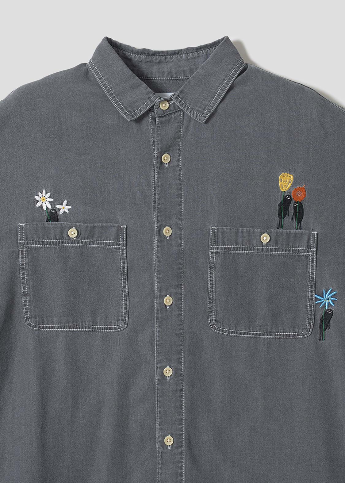 Beautiful Shadow Bloom | Denim Back Button Shirt