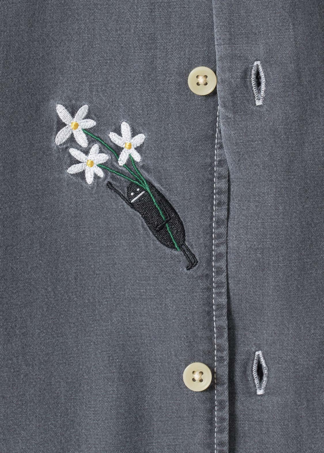 Beautiful Shadow Bloom | Denim Back Button Shirt