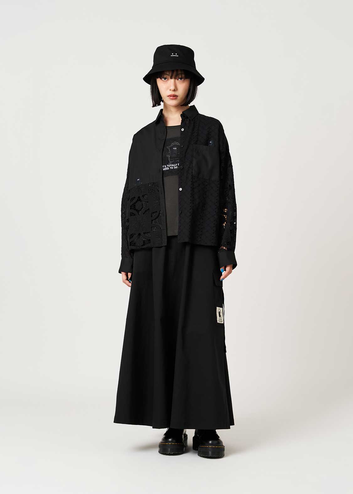 Beautiful Shadow Just Be Here | Lace Patchwork Shirt