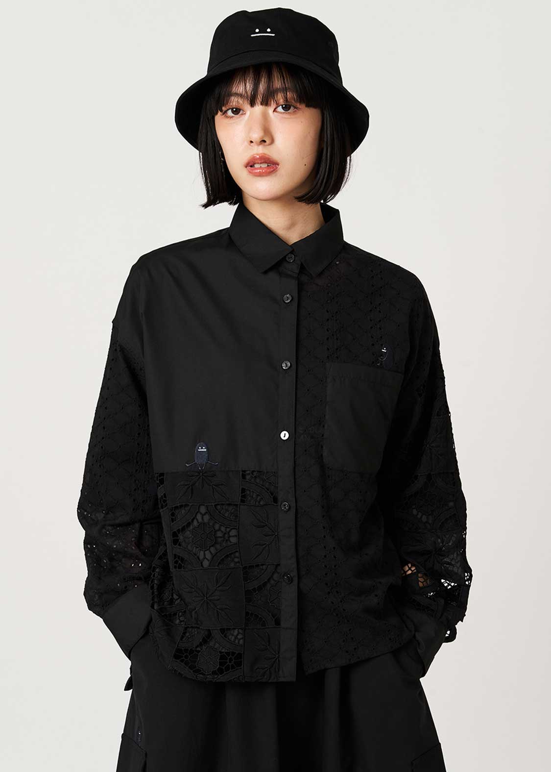 Beautiful Shadow Just Be Here | Lace Patchwork Shirt