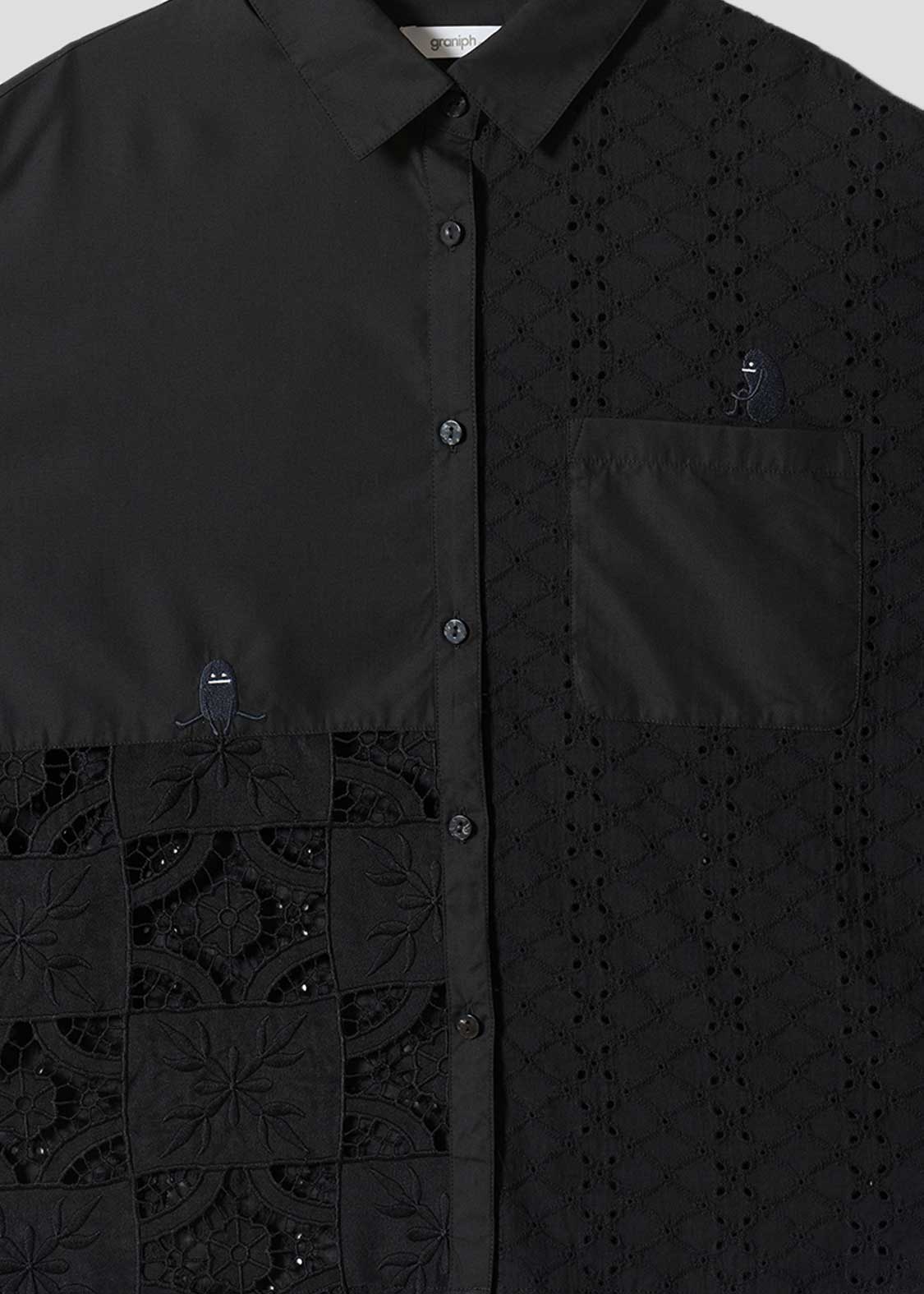 Beautiful Shadow Just Be Here | Lace Patchwork Shirt