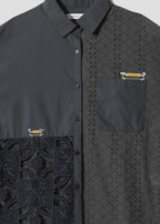Nagasugiru Inu Meets Hot Dog | Lace Patchwork Shirt