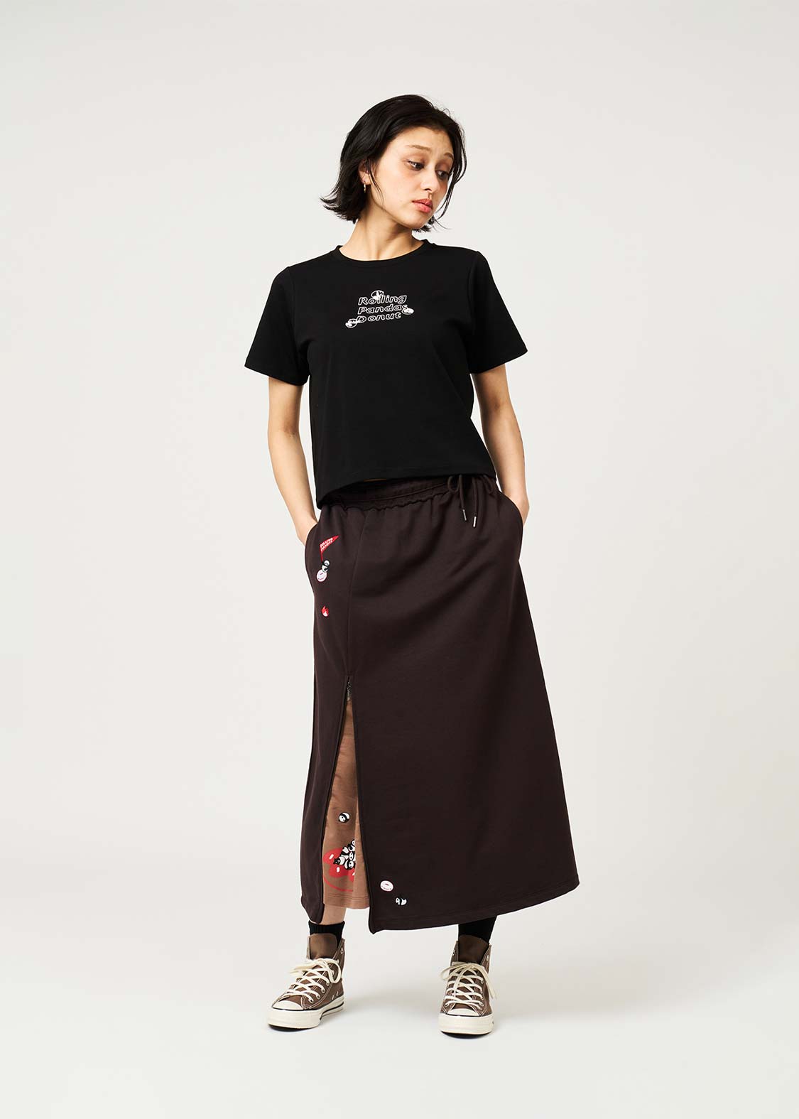 Rolling Panda'S Donuts | Slit Long Skirt
