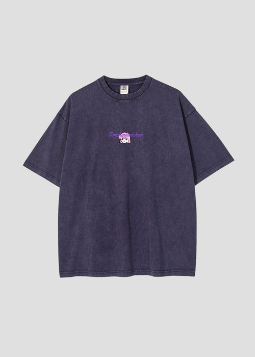 Bob a.k.a Enchan - Skateboard Girl | Big Silhouette Acid Wash T-Shirt
