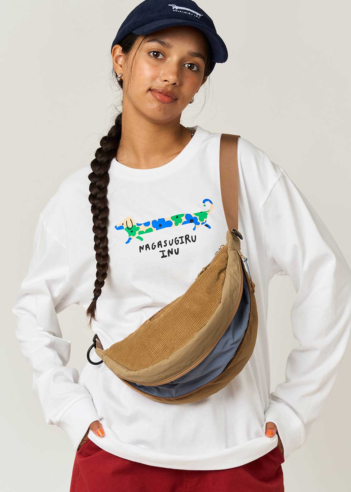 Painted Nagasugiru Inu | Corduroy Mini Shoulder Bag