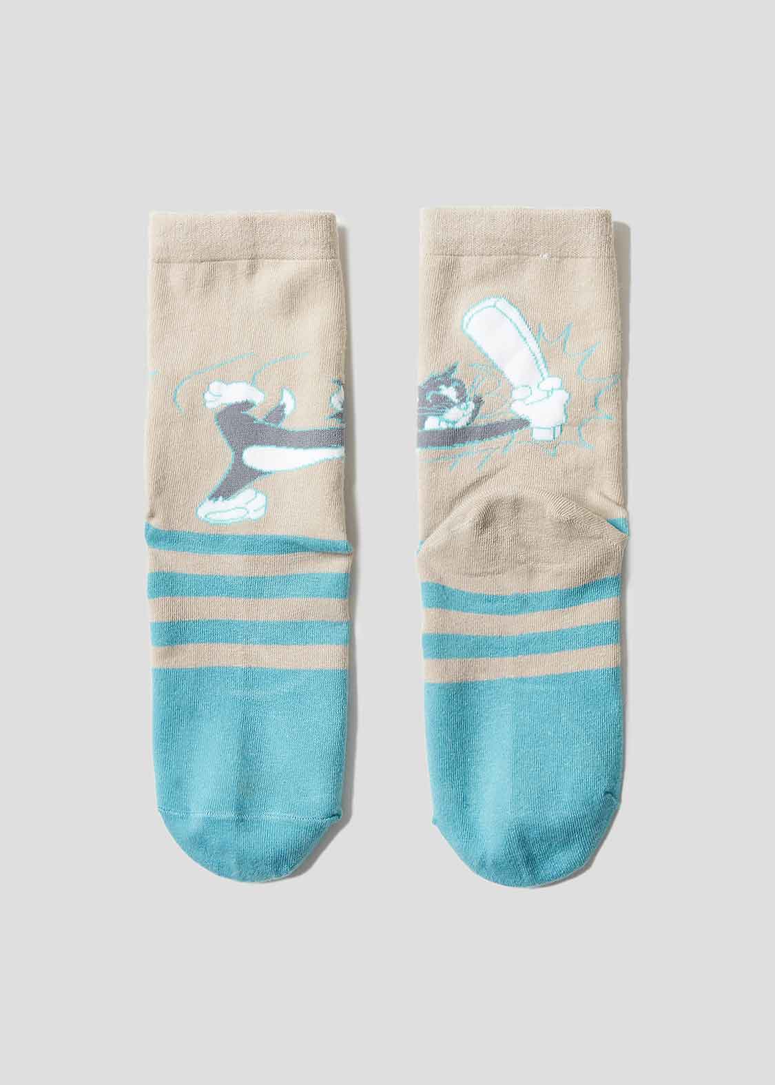 Tom and Jerry Middle Socks (Tom and Jerry_Home run)