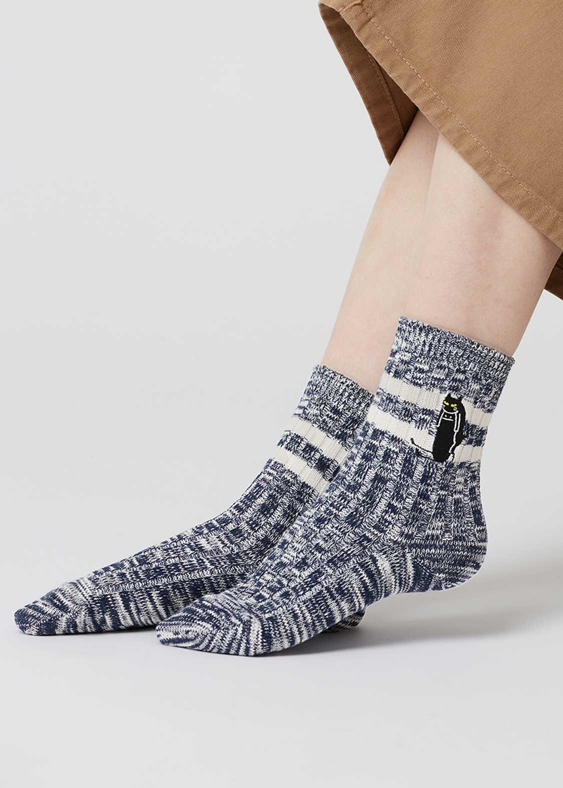 Slub Middle Socks (Nekokaburi Beautiful Shadow 2)