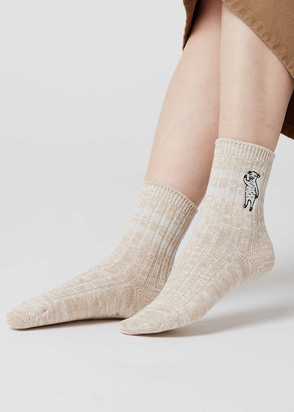 Slub Middle Socks (Lamb Chop)