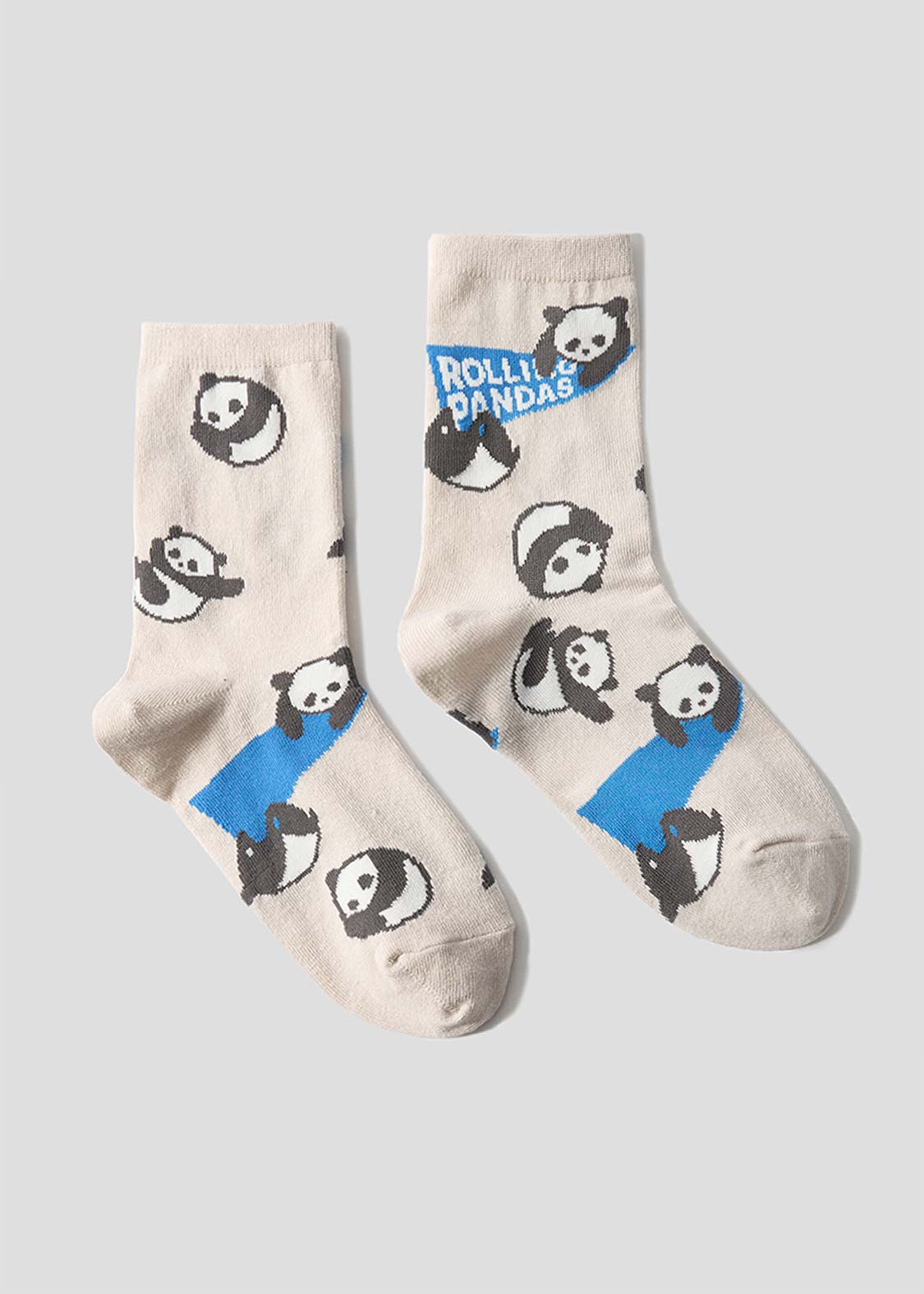 Rolling Pandas Pennant | Linen Mid-Length Socks