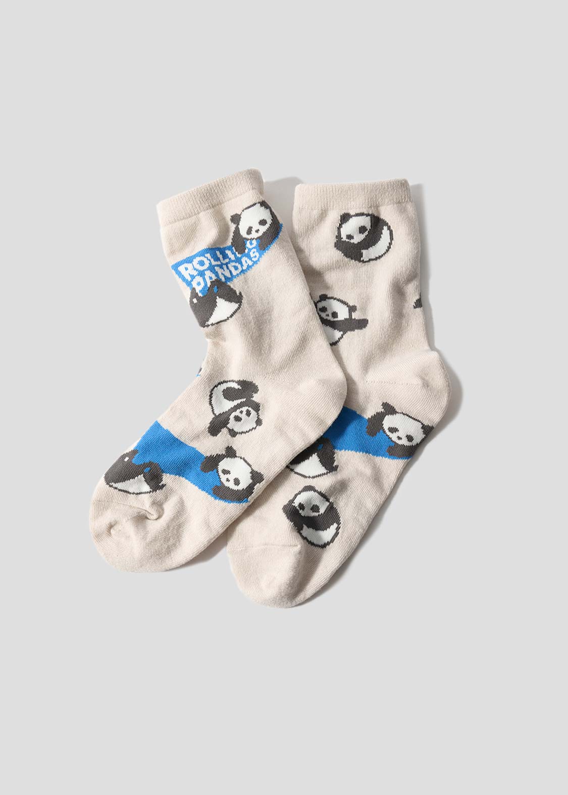 Rolling Pandas Pennant | Linen Mid-Length Socks