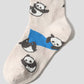 Rolling Pandas Pennant | Linen Mid-Length Socks