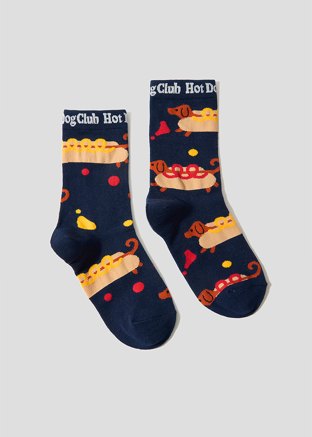 Nagasugiru Inu Meets Hot Dog | Mid-Calf Socks