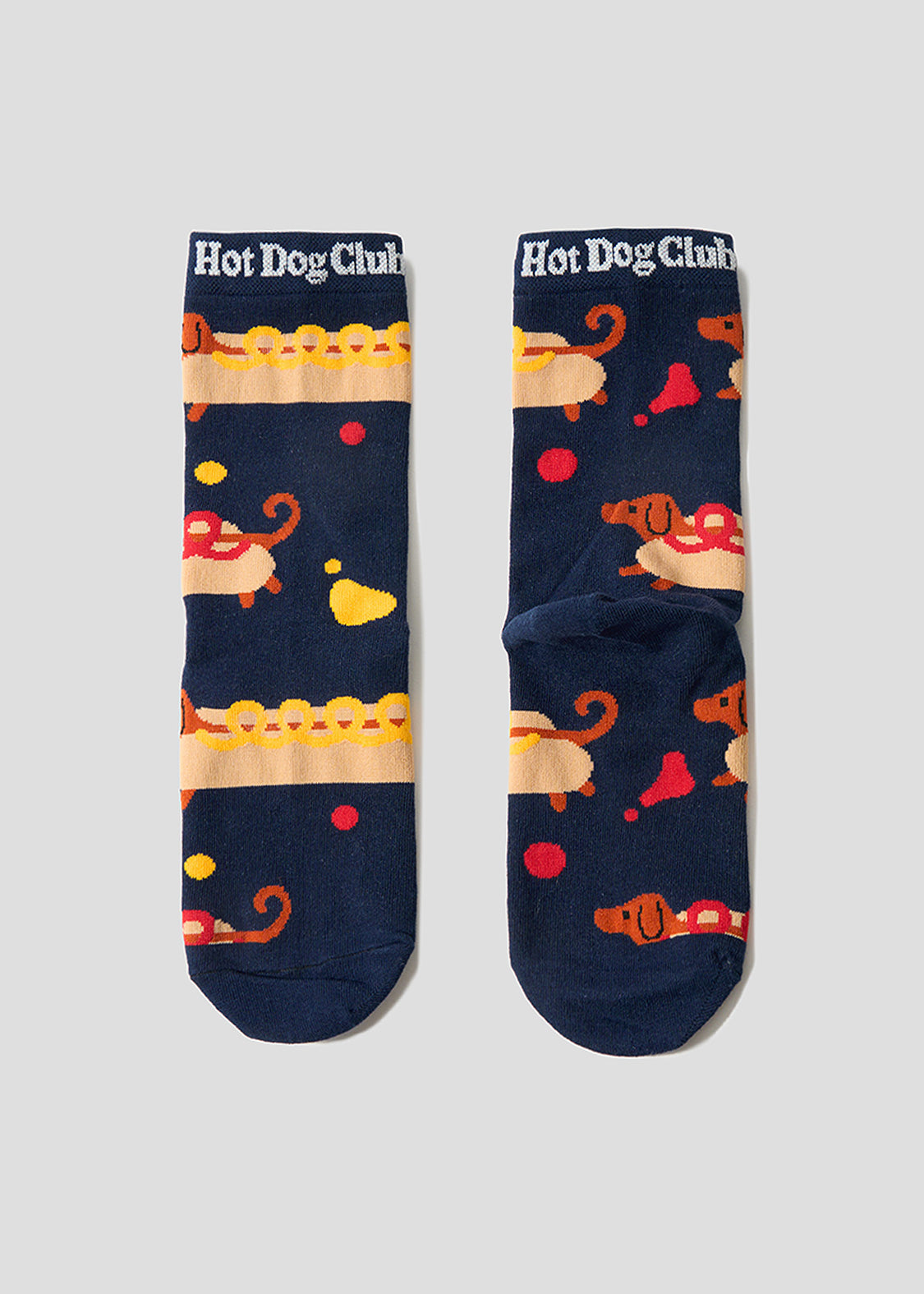Nagasugiru Inu Meets Hot Dog | Mid-Calf Socks