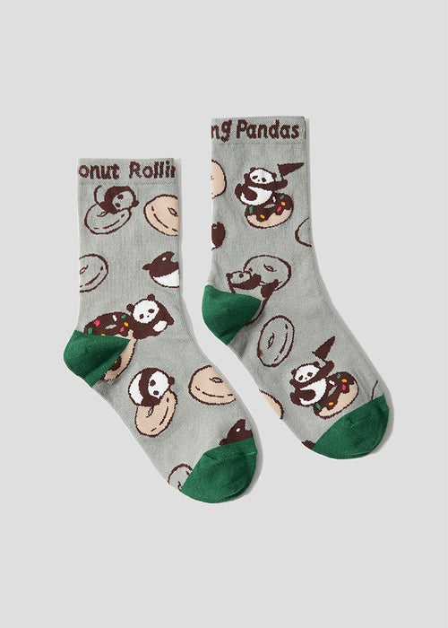 Rolling Panda'S Donuts | Mid-Calf Socks