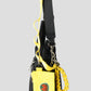 Via Artists black nylon shoulder bag with a yellow mini pouch and wrestling mask embroidery detail
