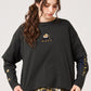 Via Artists Ikaku Royal black long-sleeve layered t-shirt with red panda embroidery on a female model