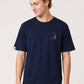 Via Artists navy cotton t-shirt with Pickett the Bowtruckle embroidery and Newt's trunk label on the sleeve