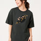 Via Artists Harry Potter Niffler unisex relaxed fit black cotton t-shirt with fluffy chenille embroidery of a Niffler