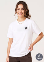 Via Artists white cotton t-shirt featuring embroidered Niffler character from Harry Potter on the chest