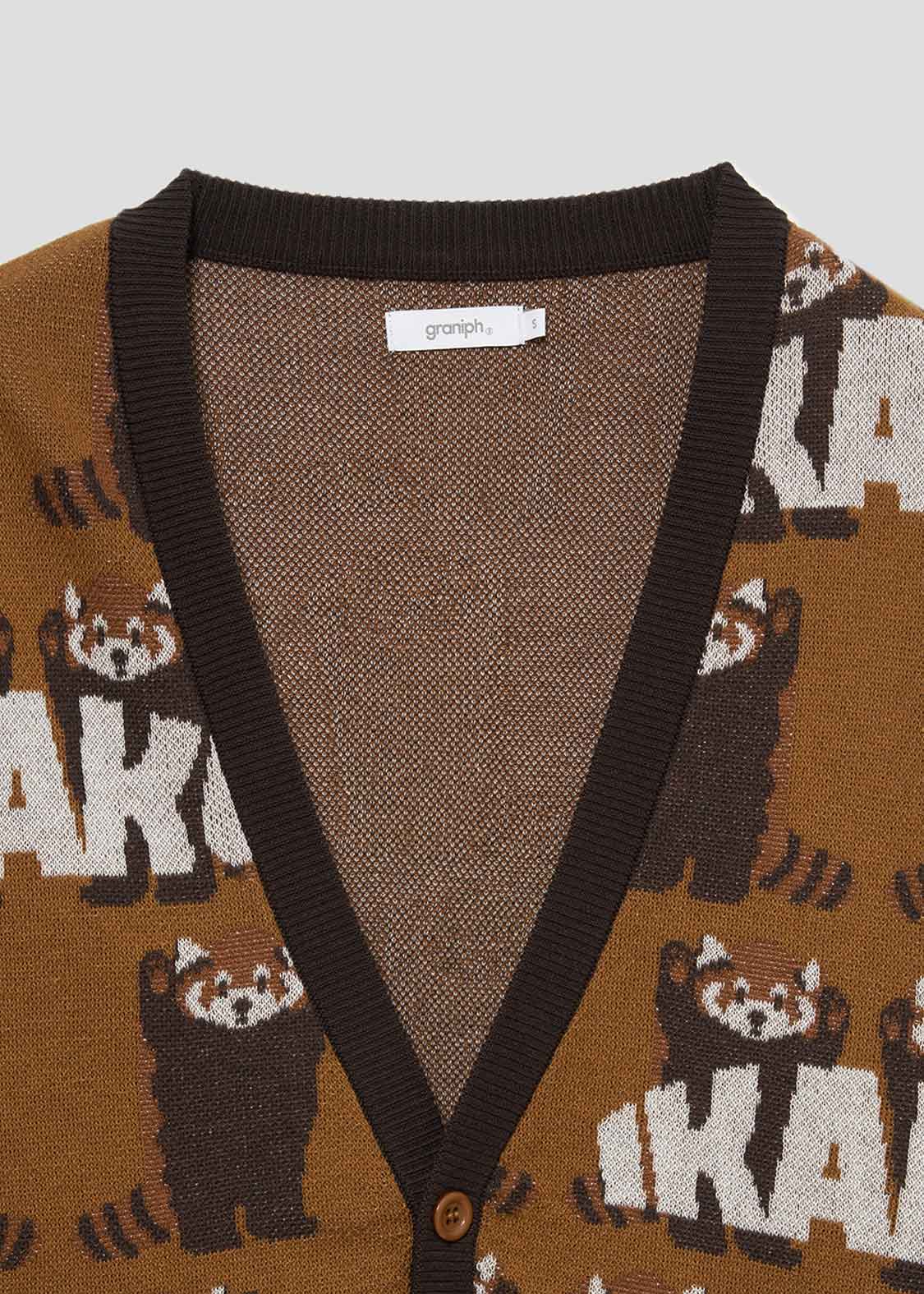 Jacquard Long Sleeve Cardigan (Threat Red Panda)