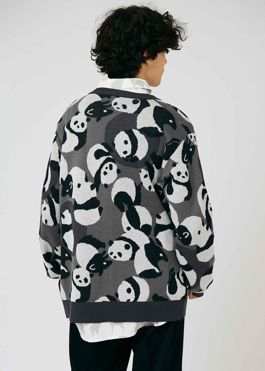 Jacquard Long Sleeve Cardigan (Rolling Pandas)