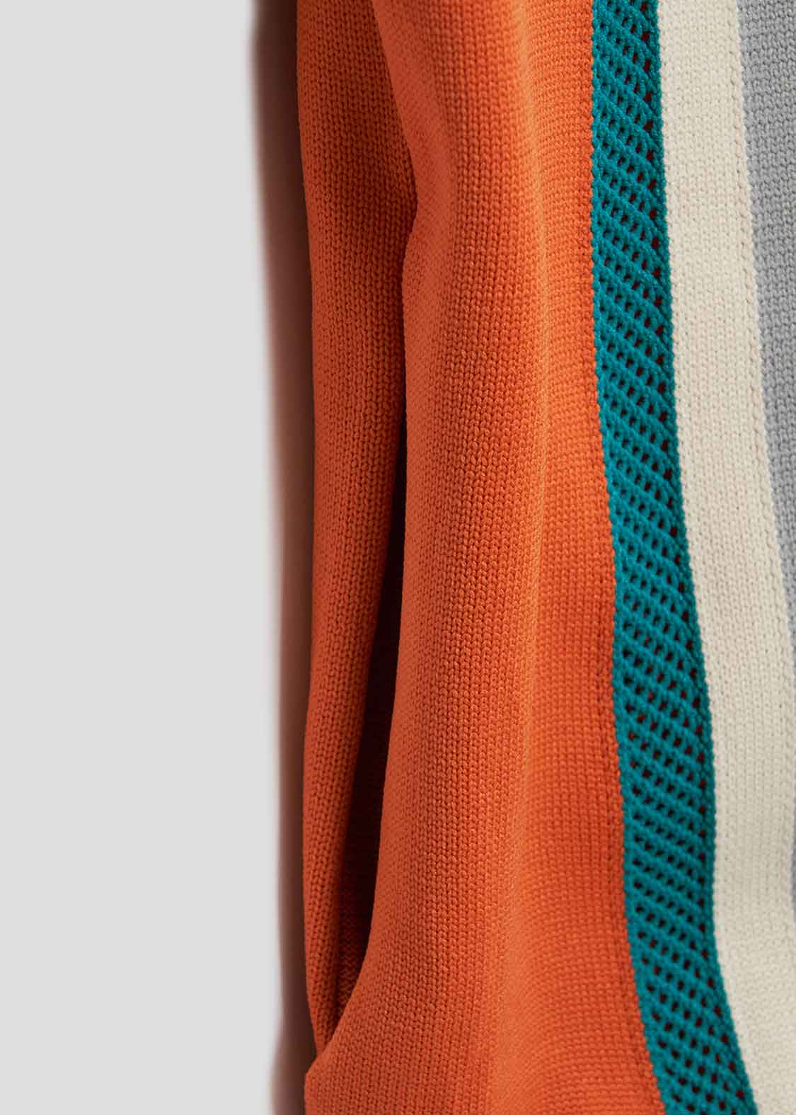 Mesh Stripe Long Sleeve Knit Cardigan (Ikaku)