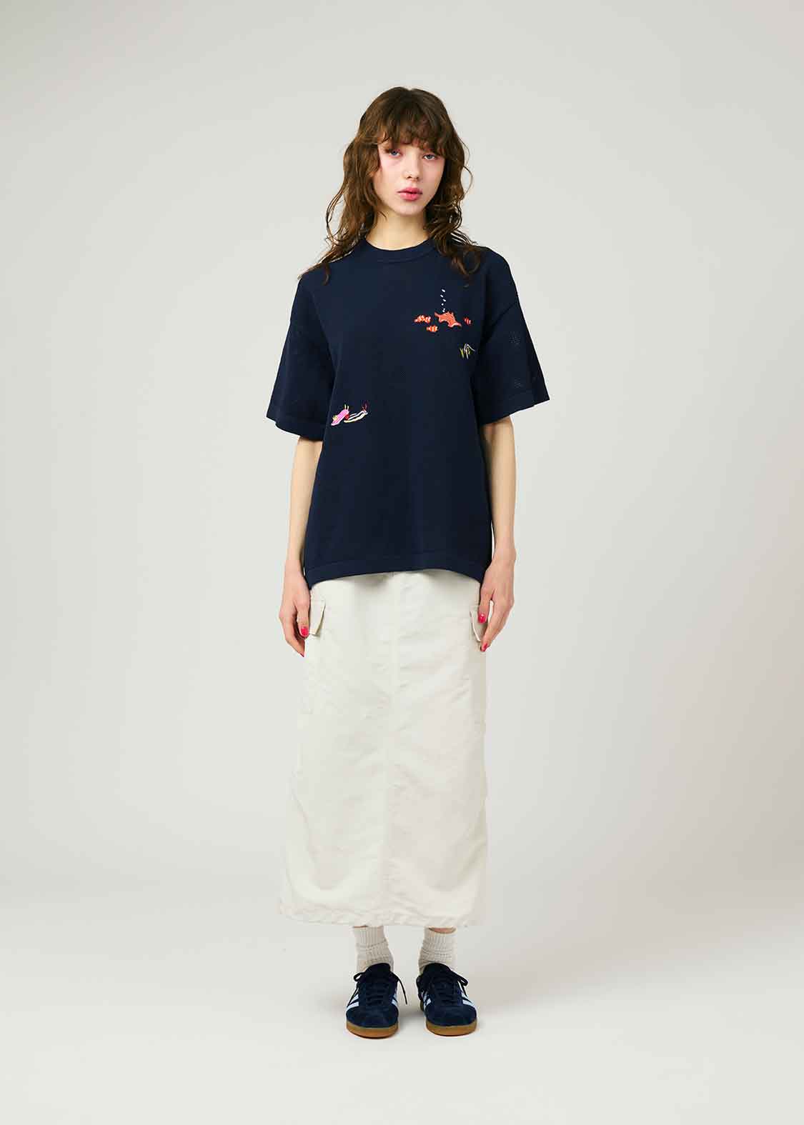 Spondish Big Silhouette Short Sleeve Knit Tee (Mendaco and Sea Friends)