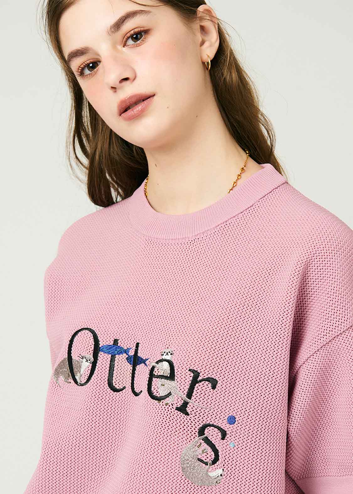 Spondish Big Silhouette Short Sleeve Knit Tee (Otters)