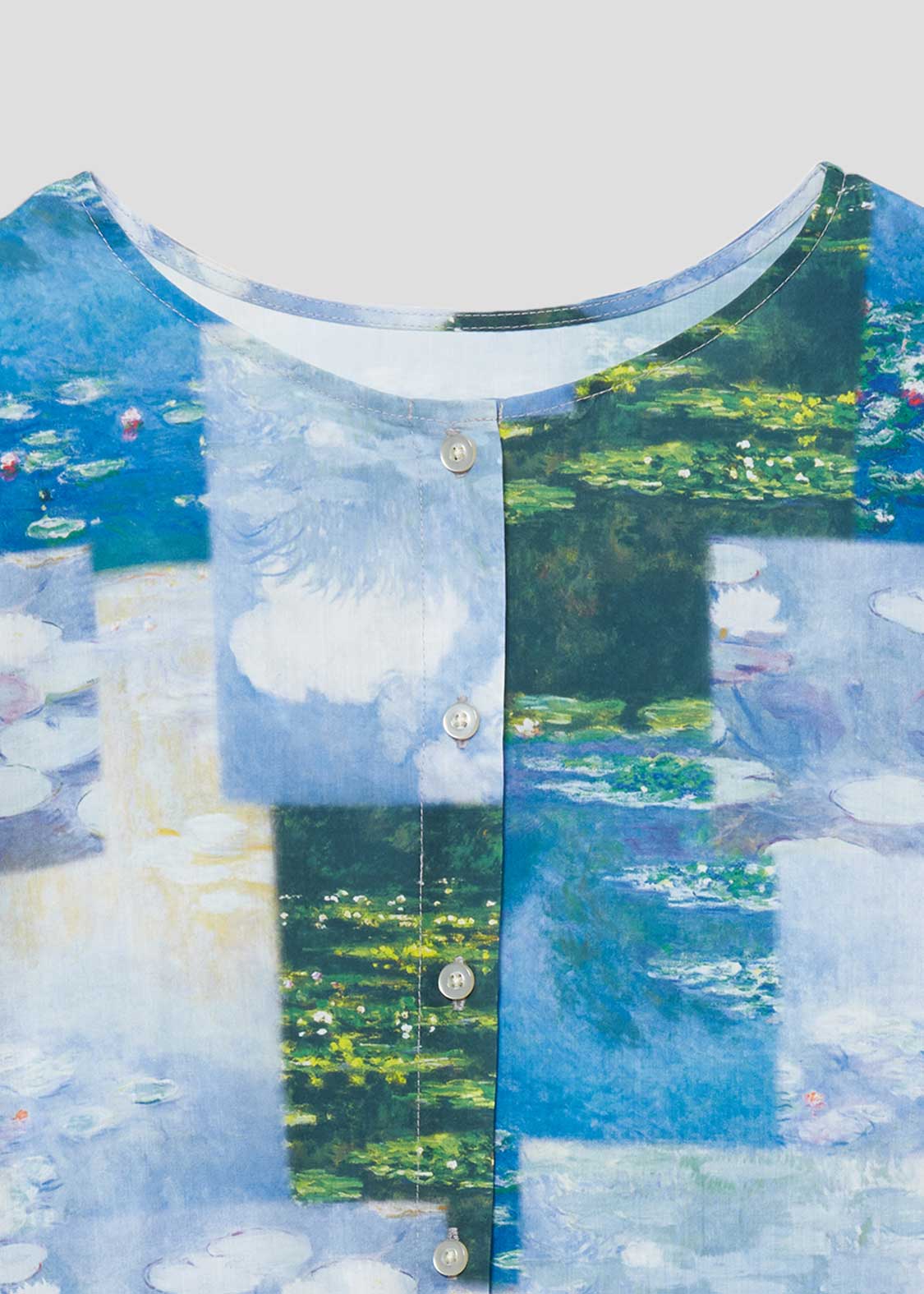Impressionism Long Sleeve Shirt One-Piece (Impressionism_Water Lilies Pattern 2)