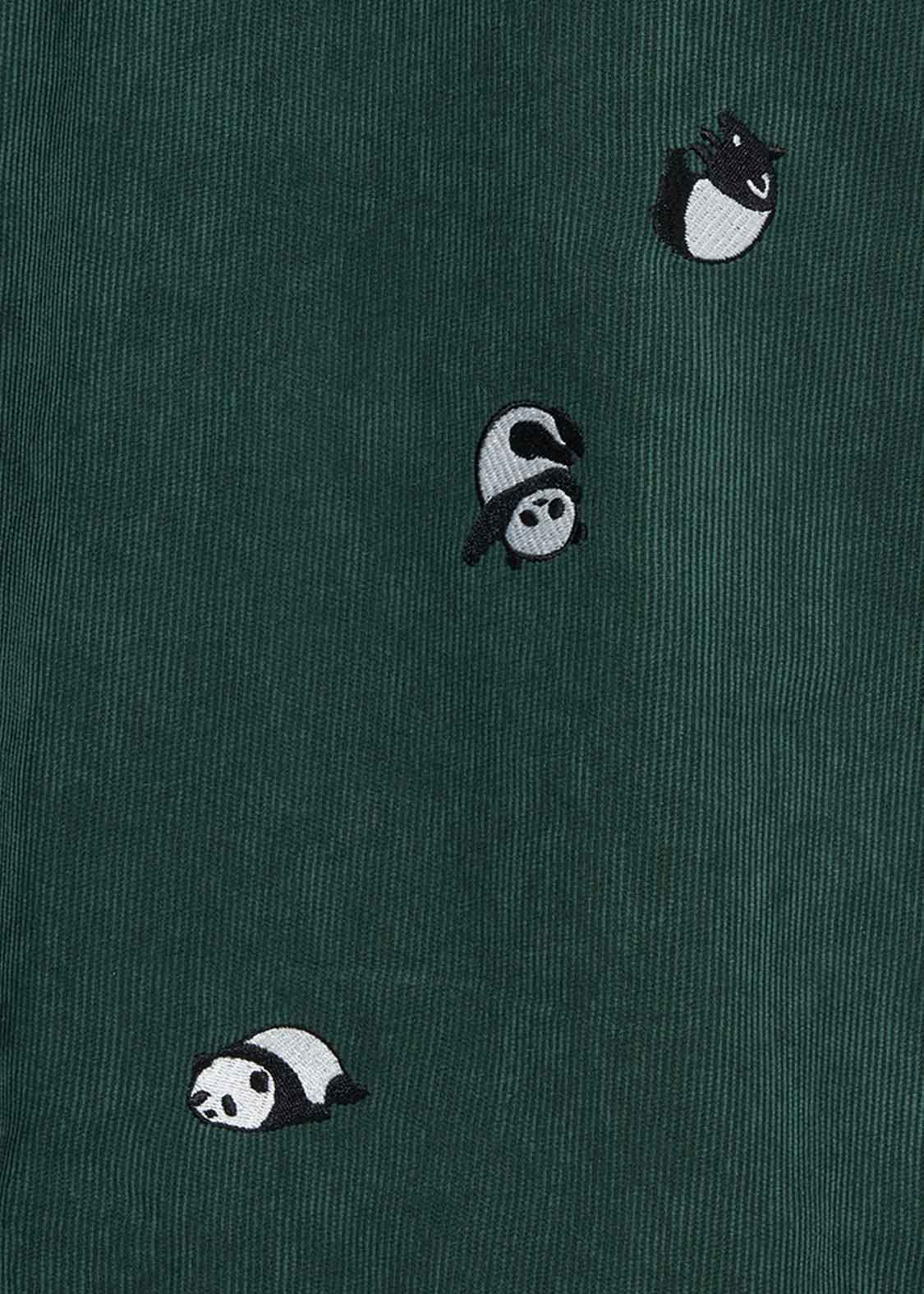Corduroy Long Sleeve Shirt One-Piece (Rolling Pandas)