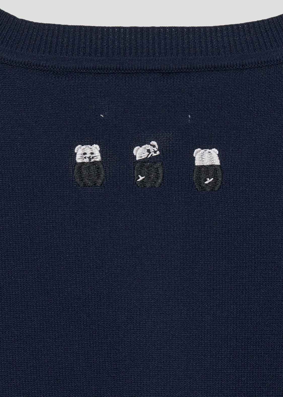 Graphic Crew Neck Knit Cardigan (Matryoshka Cat)