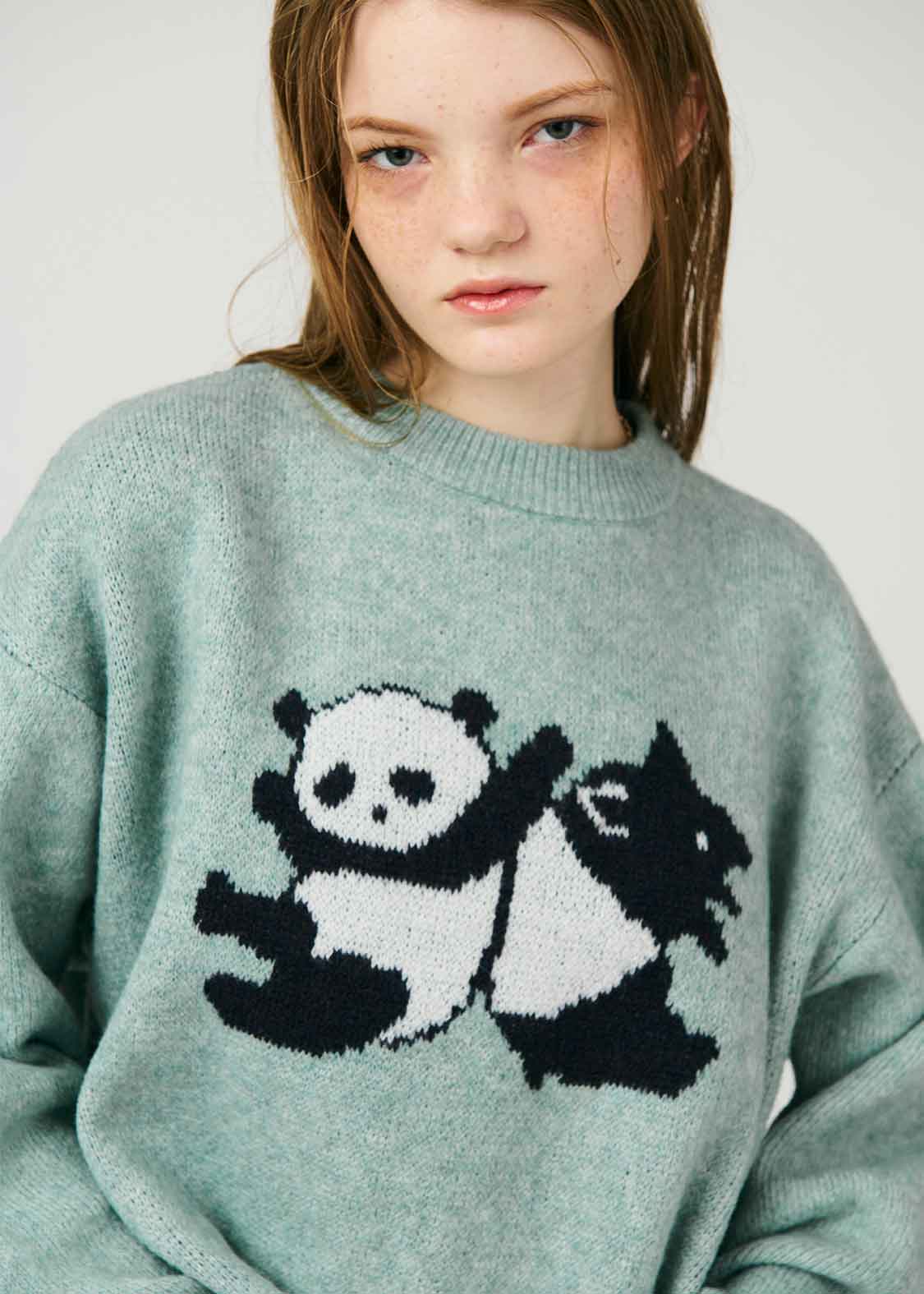 Graphic Volume Long Sleeve Knit (Rolling Pandas)