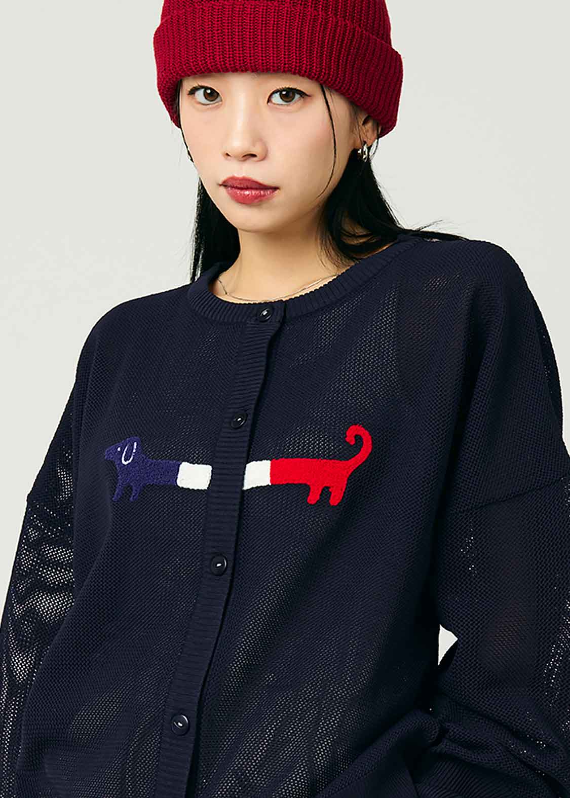 Spondish Long Sleeve Knit Cardigan (Nagasugiru Inu Bonjour France)