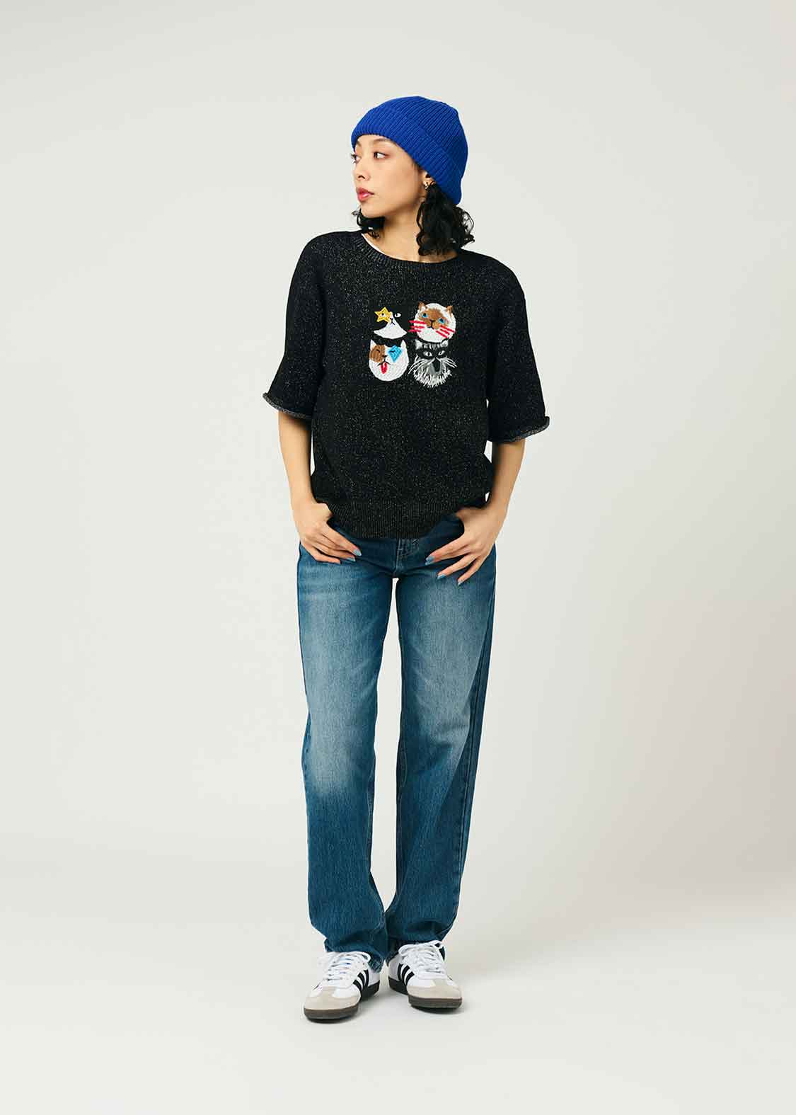 Compact Short Sleeve Knit Tee (THE FOUR CATS)