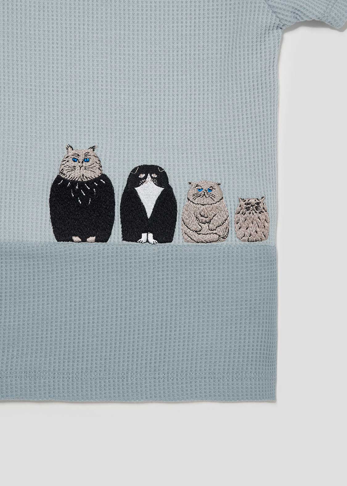 Fabric Short Sleeve Tee (Matryoshka Cat) - Kids