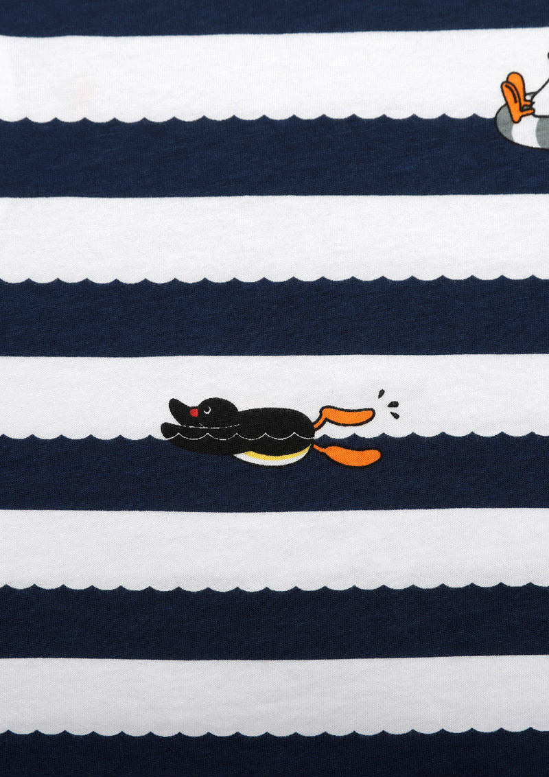Pingu Sailor Collar Short Sleeve One-Piece (Pingu_Swimming Pattern)