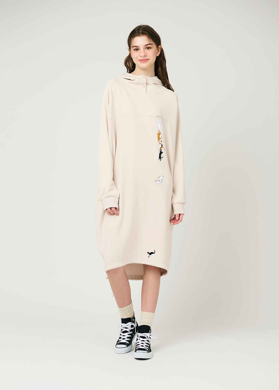 Over Size Long Sleeve Parka One-Piece (Peel Off)