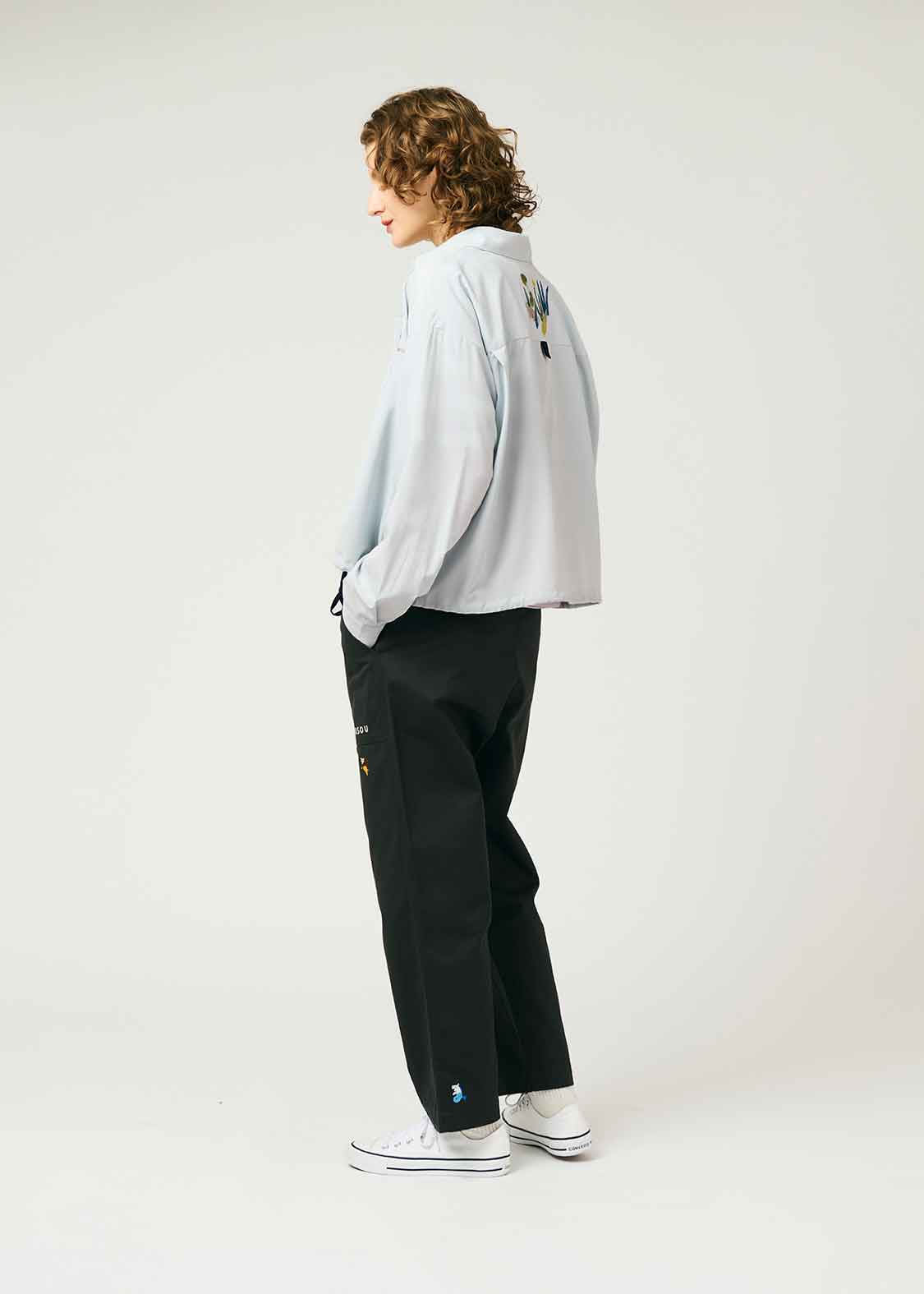 Drawstring Cropped Long Sleeve Shirt (Otters)