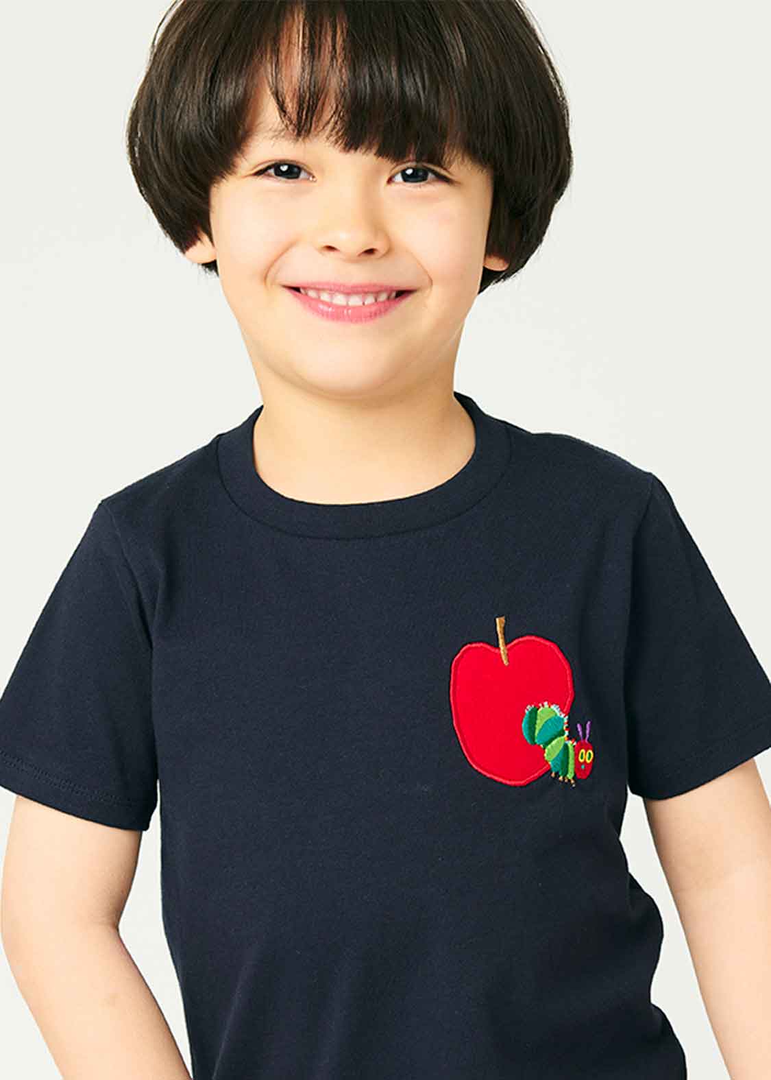 Eric Carle_Red Apple Embroidery 2 Navy - Kids