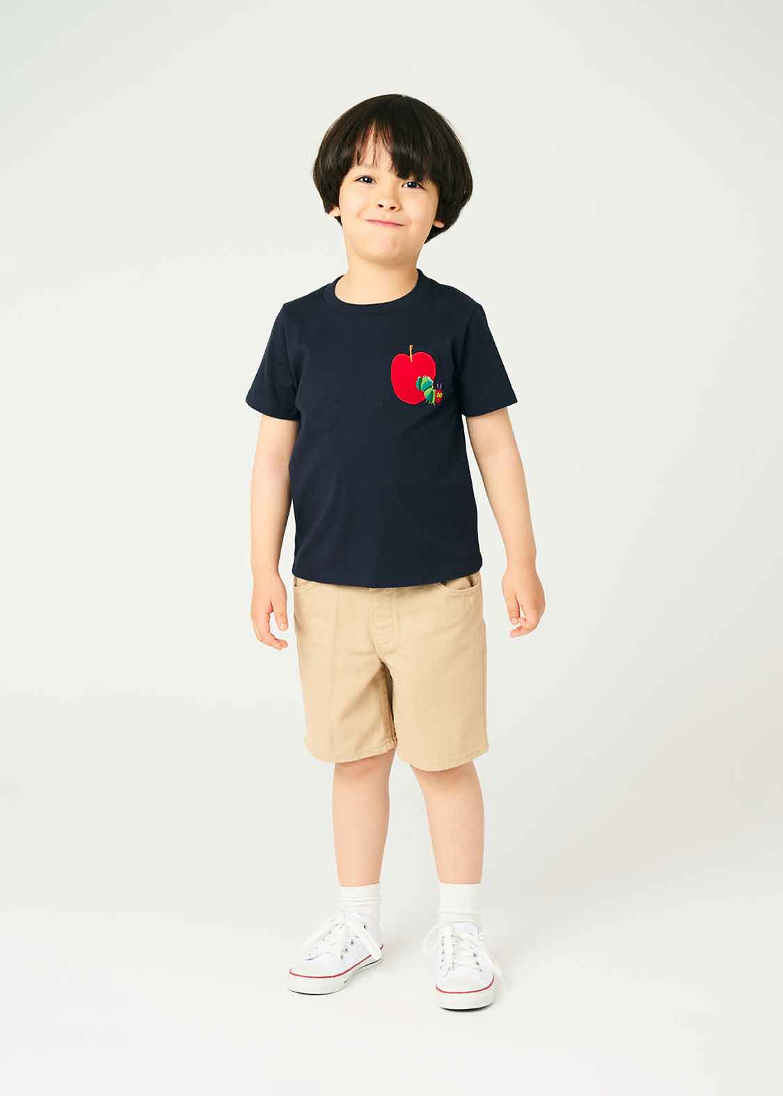 Eric Carle_Red Apple Embroidery 2 Navy - Kids