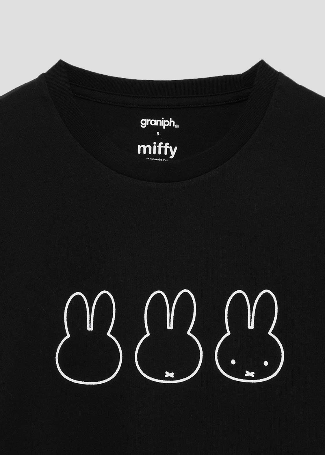 miffy Short Sleeve Tee (miffy_miffy Face line) Black