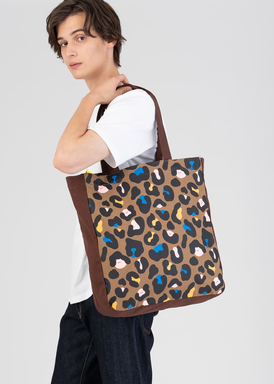 Square Tote Bag (Leopard Print and Obachan)